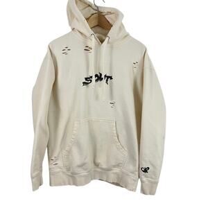 Olivia Rodrigo Sour Hoodie Sweatshirt Distressed Cream Size Large